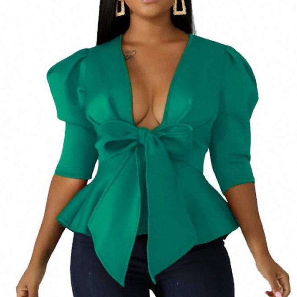 Maeve Bow Tie Peplum Blouse Success
